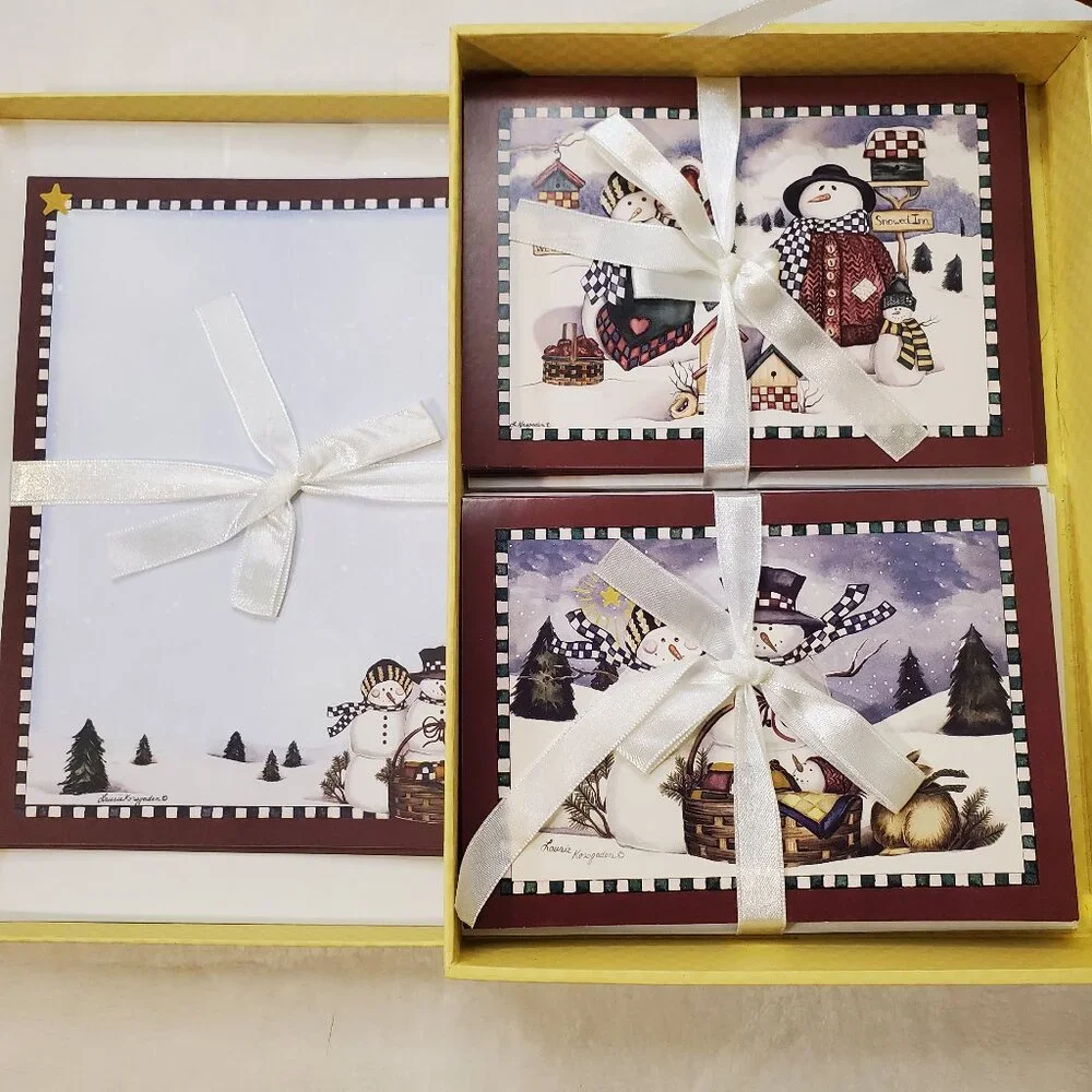 NWT New Seasons Snowman Cards & Stationery Box Set By Laurie Korsgaden